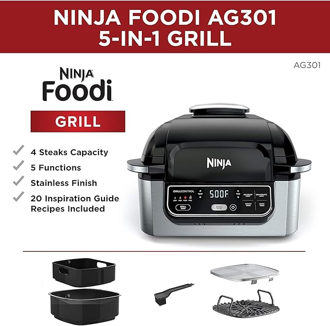 سرخ کن و گریل و کباب پز نینجا Ag301 2 سرخ کن و گریل و کباب پز نینجا Ag301 - تصویر 2
